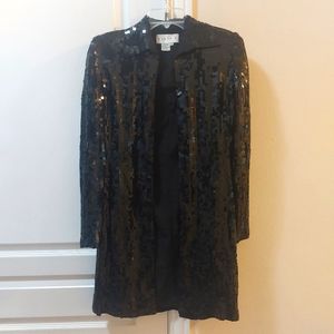 BASIX 2 Women's Black 100% Silk Coat Size Small 2